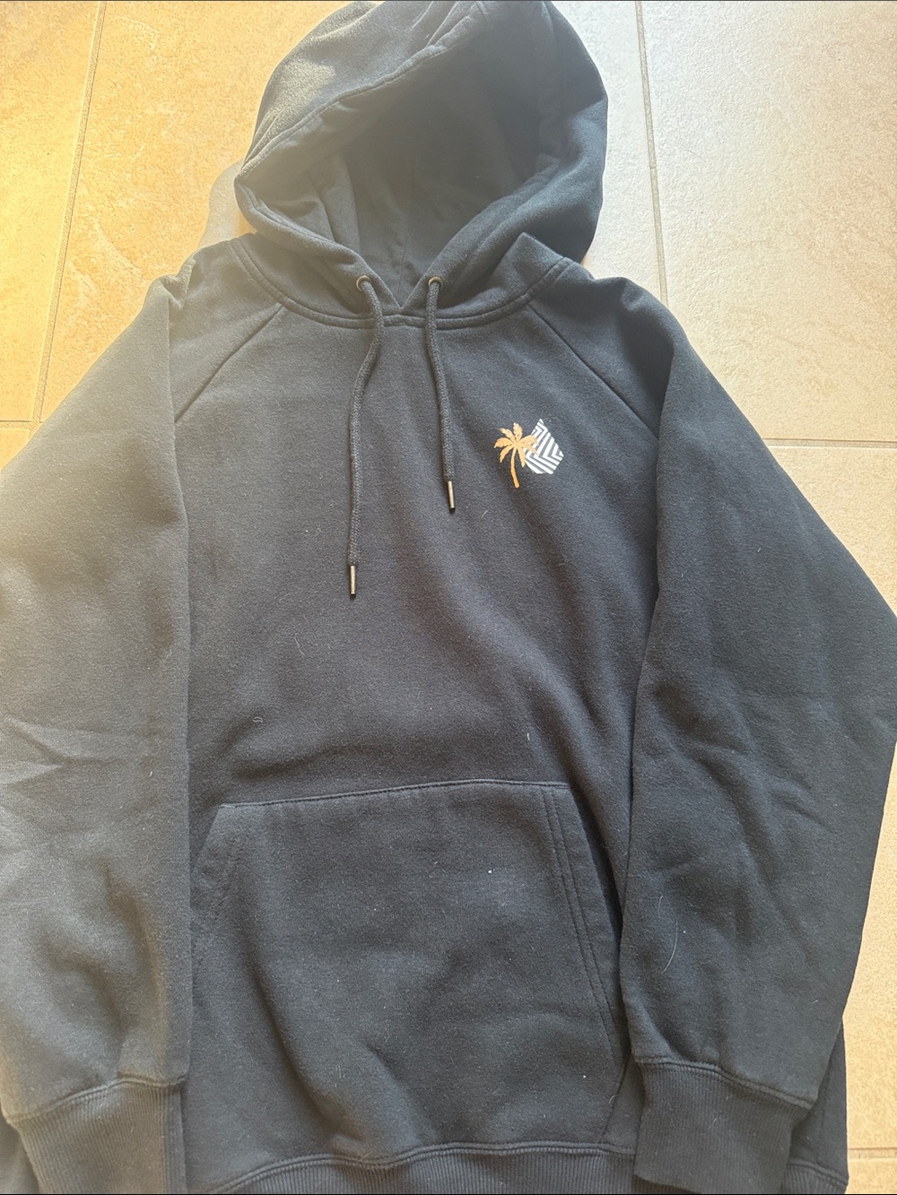 Volcom Black Pullover Hoodie with Palm Embroidery